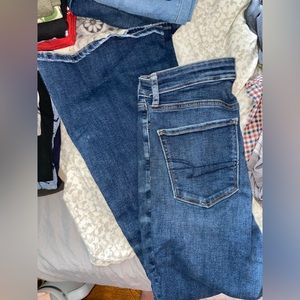 High rise flare slit bottom jeans